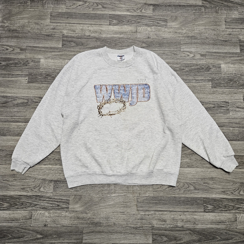 Vintage 90's What Would Jesus Do WWJD Graphic Crewneck Sweatshirt XL USA